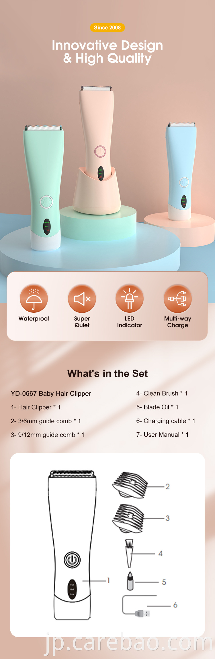 Protable Electric Baby Hair Clipper